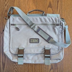 Vintage IBM Tan Canvas Briefcase Messenger Bag